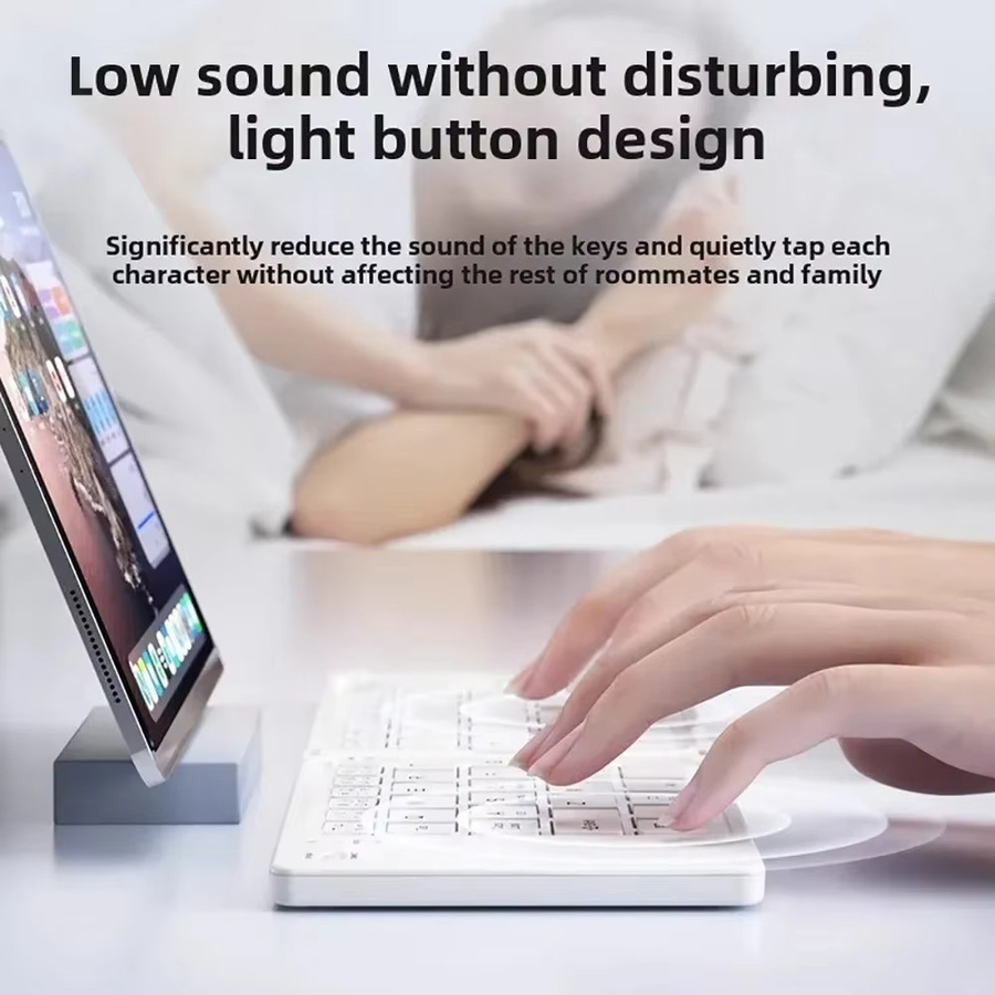 KEBIDUMEI Mini Bluetooth-Tastatur, faltbare kabellose Tastatur in Schwarz, tragbar und wiederaufladbar für PC, Laptop und Tablet - Bild 1