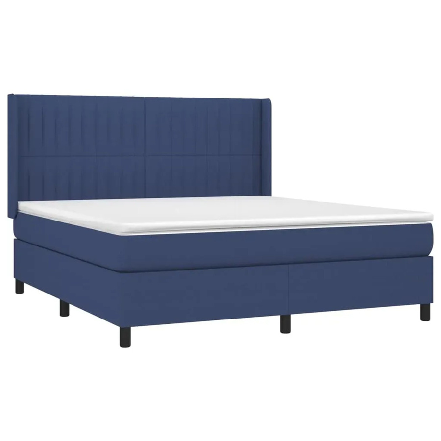 vidaXL Boxspringbett mit Matratze in Blau und Weiß, Hybrid-Bett mit LED-Unterbettbeleuchtung und USB-Anschluss, B/T/H: 160 x 200 x 163 cm - Bild 2