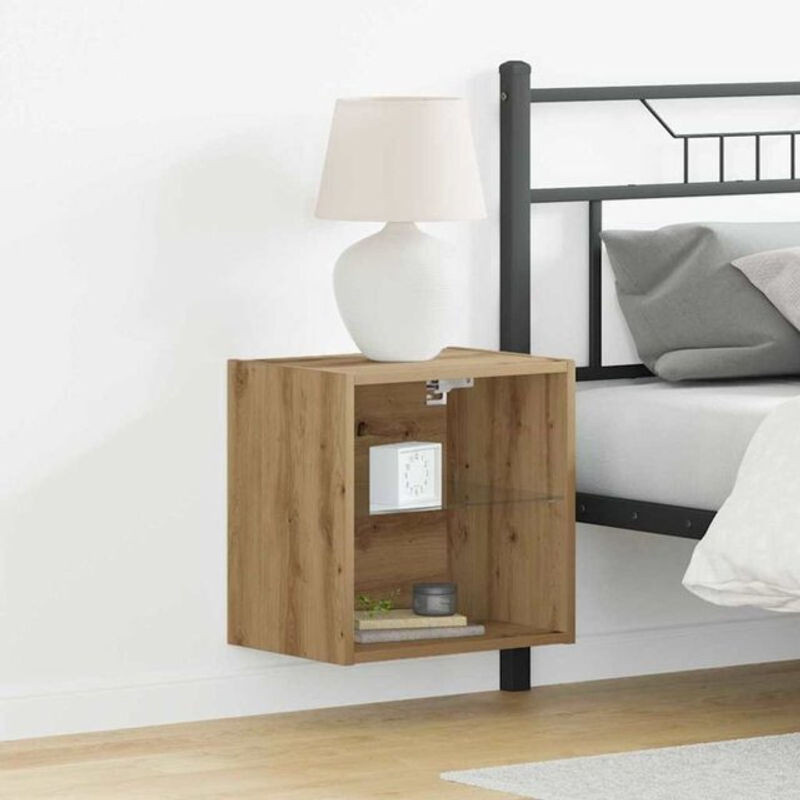Vidaxl Schweberegal Set aus 2 Stück in Braun aus Holzwerkstoff für die Wandmontage, B/T/H: 40 x 28,5 x 40 cm - Bild 1