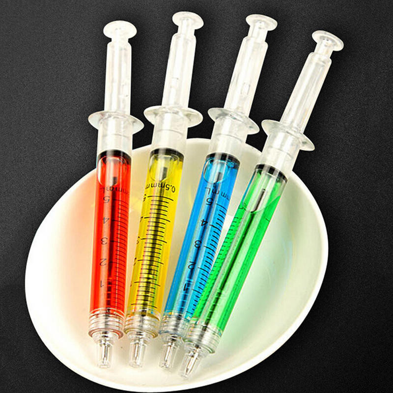 10er Set Kugelschreiber in Spritzenform für Ärzte und Pflegepersonal, Mehrfarbig, Flüssigstift aus Kunststoff - Bild 2