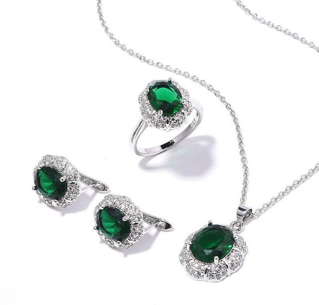YIRAN Schmuckset, Zirkonia, Kupfer, Silber, Damen - Bild 1