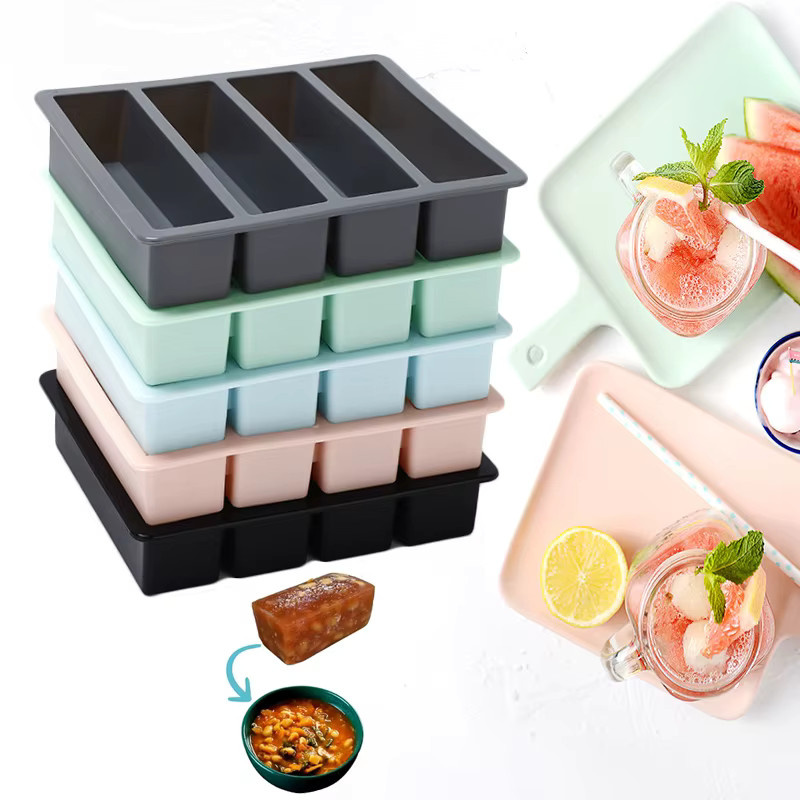 YOWEI Silikon Eiswürfelform und Einfrierform für Suppe und Saucen mit Deckel, Pink - Bild 2