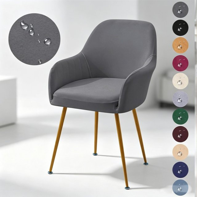 WANERQU Wasserabweisender elastischer Stuhlbezug in Grau für Esszimmer und Bürostühle - Bild 1