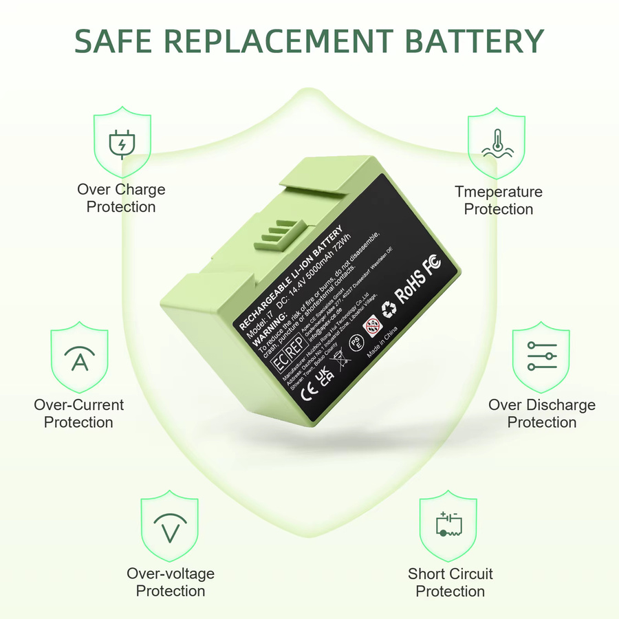 Bonacell Ersatzakku 14,4V 5000mAh für iRobot Roomba I7, I3, I4, E5, E6 Saugroboter - Bild 5