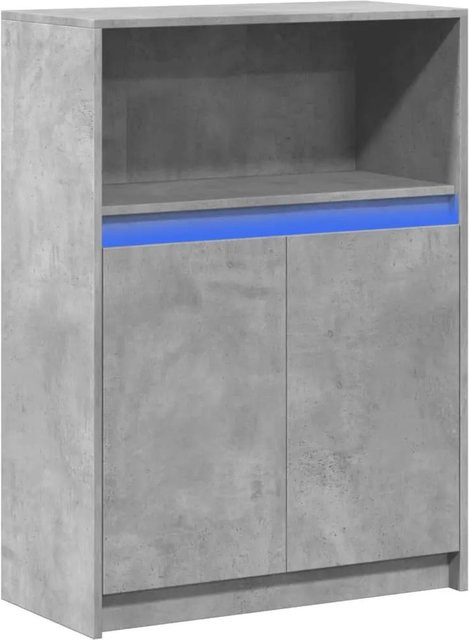 vidaXL Sideboard modern in Betongrau mit integrierter LED-Beleuchtung aus Holzwerkstoff und Glas, B/T/H: 72 x 34 x 100 cm - Bild 1