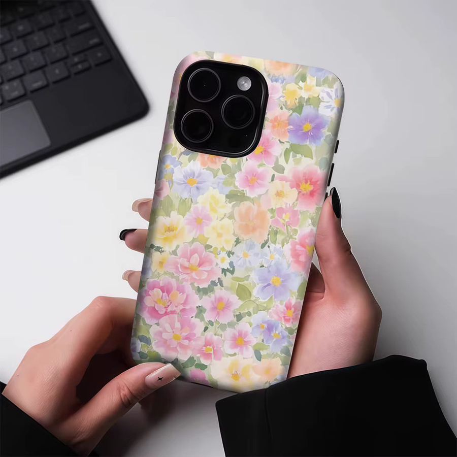 Potdemiel Robuste Handyhülle mit Aquarell-Blüten Design für iPhone 17 16 15 14 13 Pro Max Plus, Magnetisch, Multicolour - Bild 2