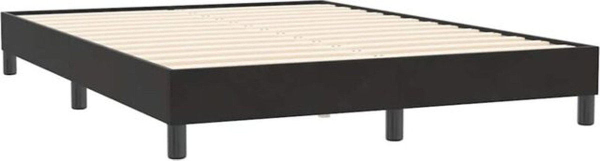 Vidaxl Polsterbett aus Samt und Holzwerkstoff in Schwarz B/T/H: 140 x 210 cm - Bild 1