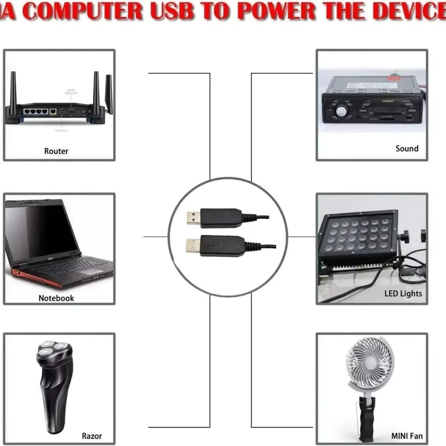 USB-Step-up-Konverter Kabel DC 5V auf 5V 9V 12V mit USB-A und USB-C Anschluss in Schwarz - Bild 5
