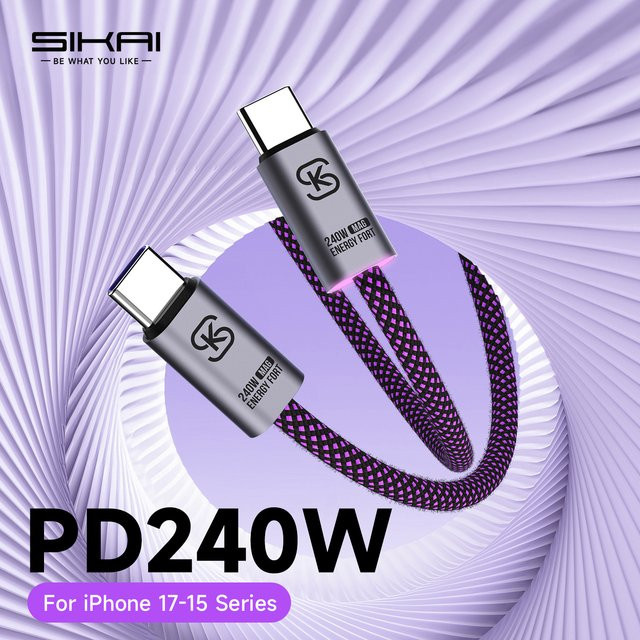 MOSHOU USB-C Schnellladekabel mit 240W Leistung, geflochtenes Typ-C Ladekabel für Laptops, MacBook, Samsung und iPhone - Bild 1