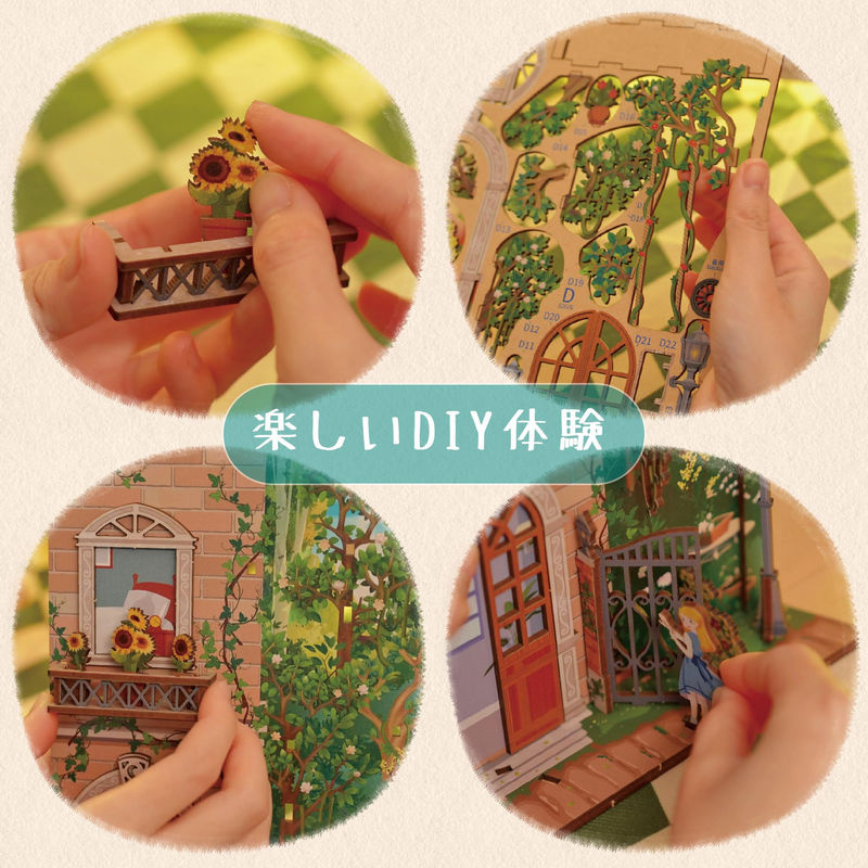 Tonecheer 3D DIY Miniatur Puppenhaus Buch Nook aus Holz in Braun als handgemachter Bausatz und Dekoration - Bild 6