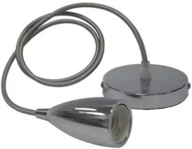 Edison Seilaufhängung in Chrom und Silber, E27, IP20, max. 60W, Länge: 1 m - Bild 1