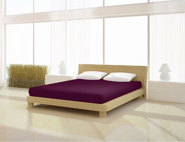 Mr. Sandman Topper Spannbetttuch de luxe aus Elastan und Polyester, Farbe: Lila, B/T: 180 x 200 cm - Bild 1