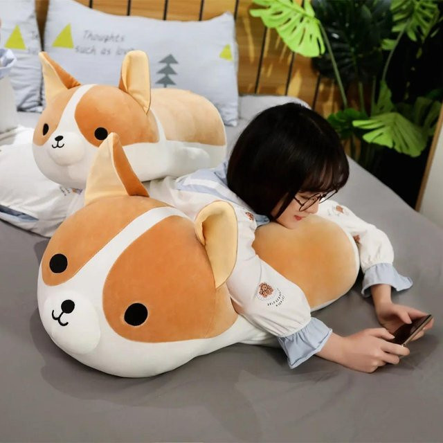 BC Pet Supplies Katze & Japanischer Shiba Inu Hund Plüschkissen, Orange, 40 cm - Bild 1