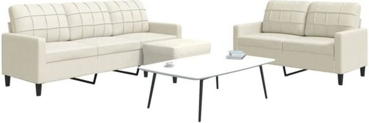 3-tlg. Ecksofa-Garnitur vidaxl in Beige aus Samt mit Metallgestell und Kissen im modernen Design - Bild 1