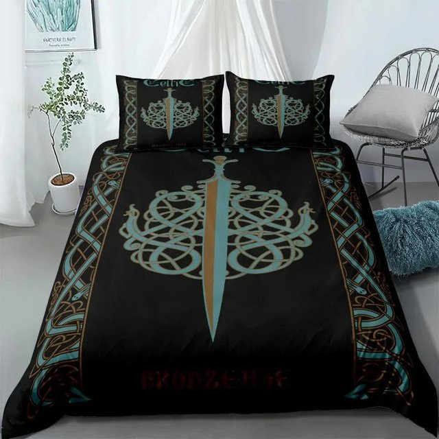 Monika Chen Bettwäsche Set mit Wikinger Wolf und keltischem Symbol, Schwarz, B/H: 150 x 200 cm - Bild 1