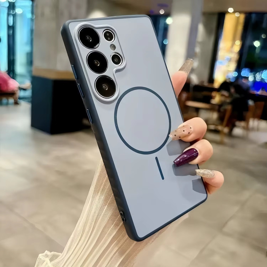 Matte Magnetische TPU-Schutzhülle für Samsung Galaxy S26 S25 S24 Ultra Plus mit Kameraschutz in Blau und Beige - Bild 2
