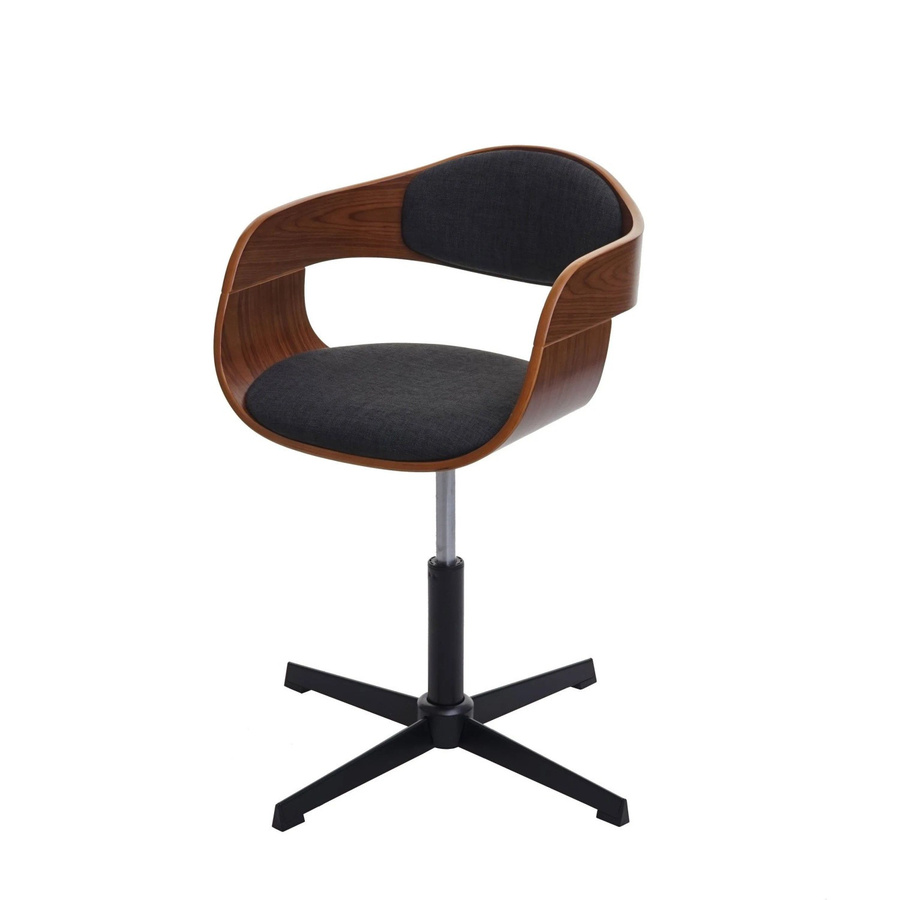 Proregal Bürostuhl aus Bugholz in Walnuss-Optik mit Stoffbezug in Dunkelgrau, höhenverstellbar mit Drehmechanismus, H x B x T: 83 x 64 x 64 cm - Bild 2