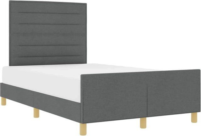 vidaXL Bettgestell mit Kopfteil in Dunkelgrau aus Stoff, B/H/T: 160 x 207 x 128 cm - Bild 1
