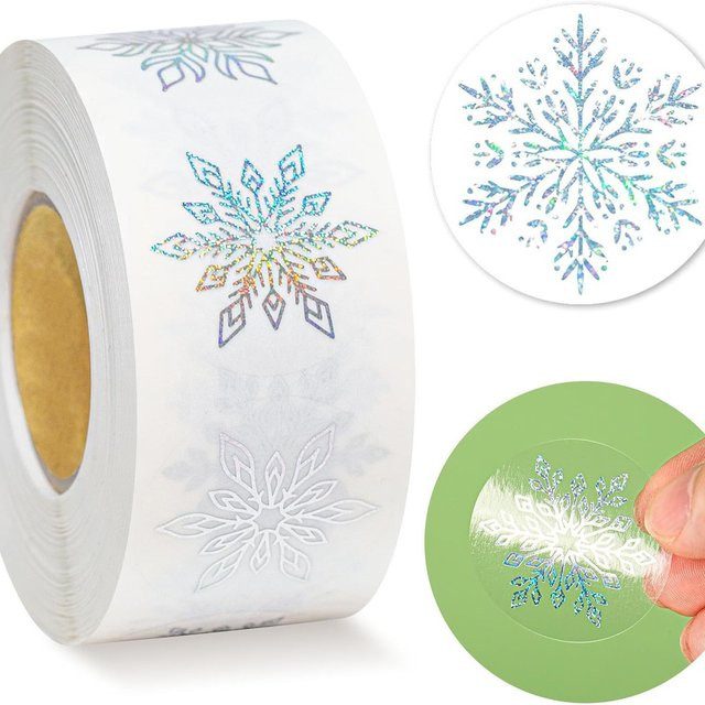 Transparente Schneeflocken-Aufkleber für Weihnachtsdeko und Schreibwaren, 100 Stück - Bild 1