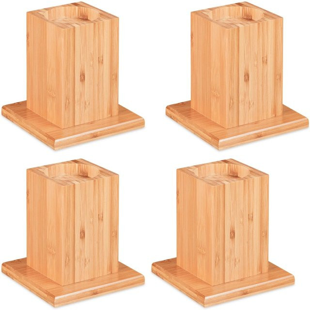 Relaxdays Möbelerhöher aus Bambus in Natur, 4er Set, B/T/H: 15,5 x 14,5 x 14,5 cm - Bild 1