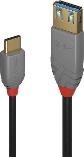 Lindy USB-Kabel USB 3.2 Gen1 mit USB-A Buchse und USB-C Stecker, Schwarz, 0,15 m - Bild 1
