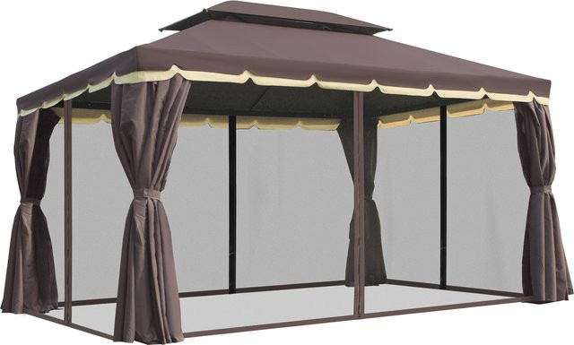 Outsunny Gartenpavillon mit 4 Seitenteilen und Moskitonetz aus Aluminium und Polyester, B/T/H: 390 x 290 x 280 cm - Bild 1