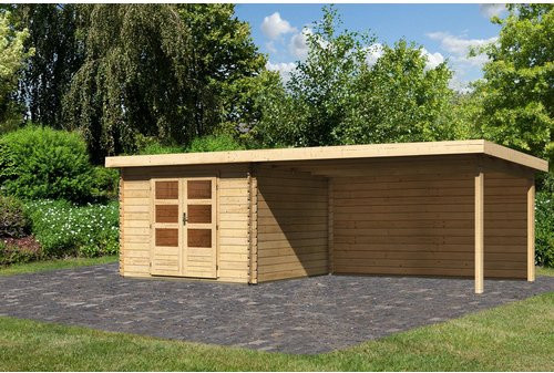 KARIBU Gartenhaus Bastrup aus Holz in Beige, B/H/T: 679 x 220 x 297 cm - Bild 1