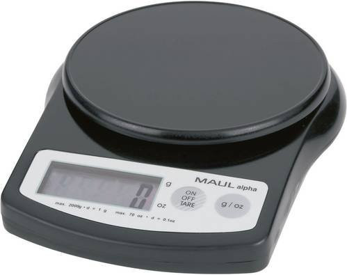 Maulalpha 2000G Briefwaage in Schwarz mit 2kg Wägebereich und 1g Ablesbarkeit - Bild 1