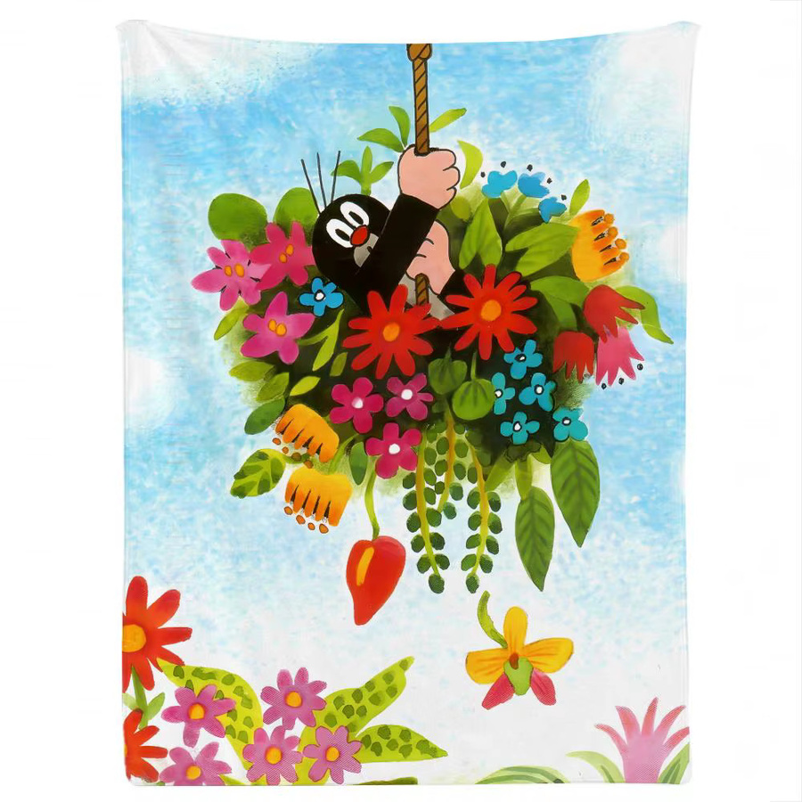 Weiche Flanell Überwurfdecke mit Cartoon-Tierdesign in Weiß und Multicolour für Bett, Sofa oder Picknick - Bild 7