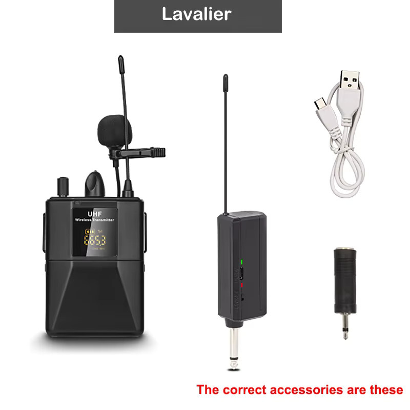 Luxuglow Drahtloses UHF-Headset-Mikrofon mit Lavalier-Mikrofon und LED-Digitalanzeige in Schwarz - Bild 3