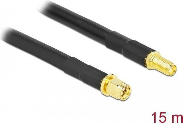 Delock Antennenverlängerungskabel SMA (S) auf SMA (W) Koax-Kabel in Schwarz, Länge: 15 m - Bild 1