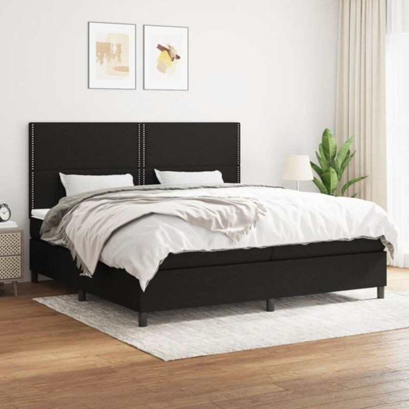 Vidaxl Boxspringbett mit Matratze in Schwarz aus Stoff, Modernes Design, B/T: 200 x 200 cm - Bild 1