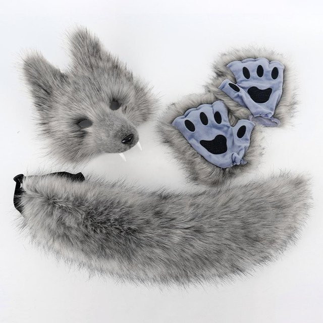 YIRAN Fuchs Wolf Maske und Schwanz Set, Zubehör, Mädchen - Bild 1