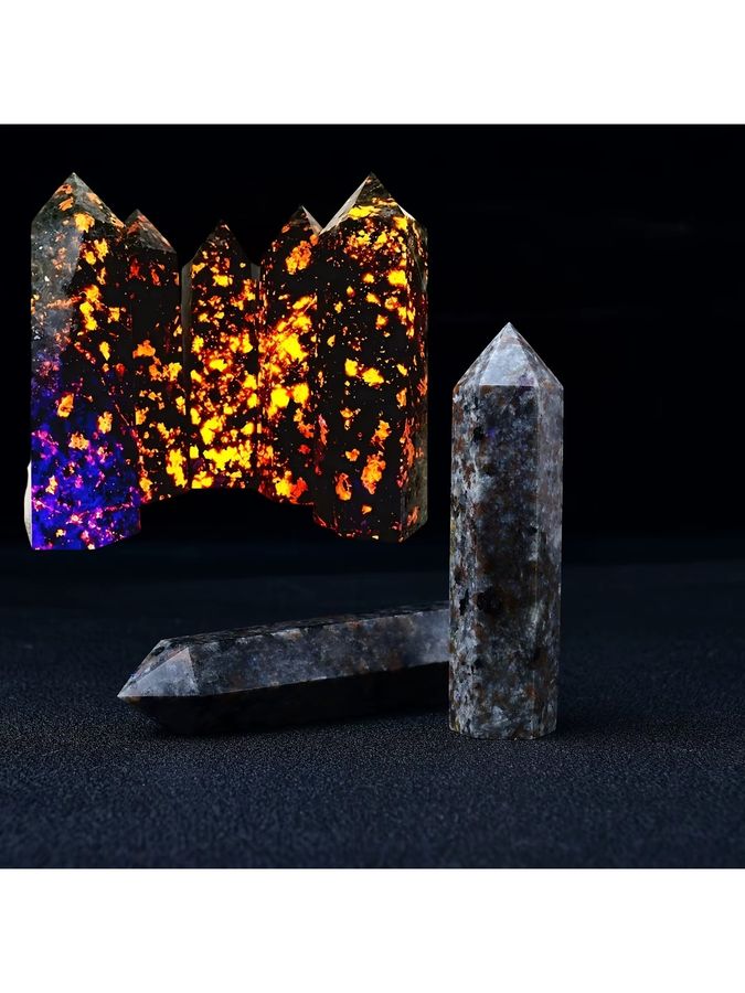 Flammenstein Turmpunkt aus rohem Kristall als Worry Stone und Meditationsstein zur Heimdekoration oder Schmuckherstellung - Bild 2