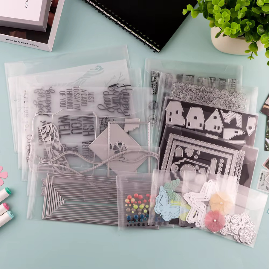 Wiederverschließbare Kunststoff-Aufbewahrungstaschen für Stempel und Matrizen in Transparent, Organizer für Handwerk und Schablonen - Bild 2