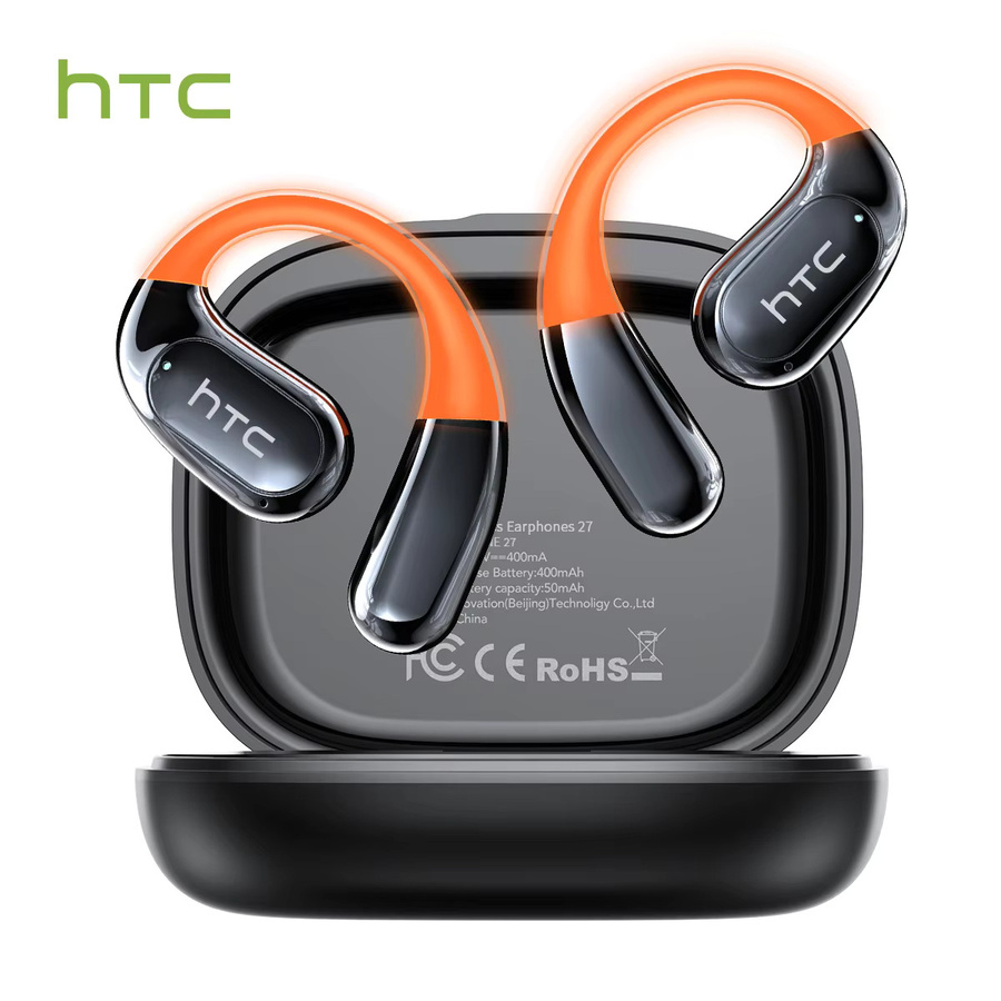 HTC NE27 Bluetooth Kabelloses Headset mit KI Echtzeit-Sprachübersetzer, In-Ear Ohrhörer mit Touch-LCD-Display und ENC, Schwarz - Bild 2