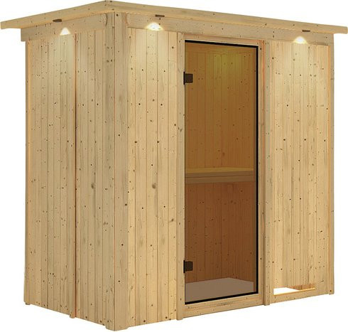 Karibu Sauna Pärnu für 2 Personen aus Fichtenholz in Beige, B/T/H: 202 x 132 x 210 cm - Bild 1