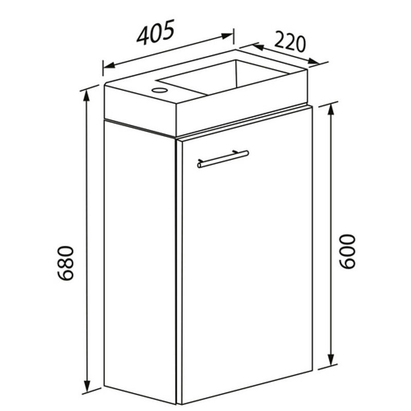 VCM Slito BL 2-tlg Set Waschplatz für das Gästebad mit Keramik-Waschbecken und Unterschrank in Braun, B/H/T: 40,5 x 60 x 22 cm - Bild 3