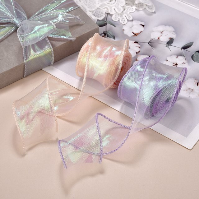 Transparentes Organza-Satinband im Fischschwanz-Design für Hochzeitsstrauß und Dekoration, 10 Yards pro Rolle - Bild 1