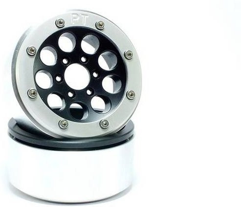 Metsafil 1:10 Crawler Felgen aus Aluminium in Schwarz/Silber, 1 Paar - Bild 1