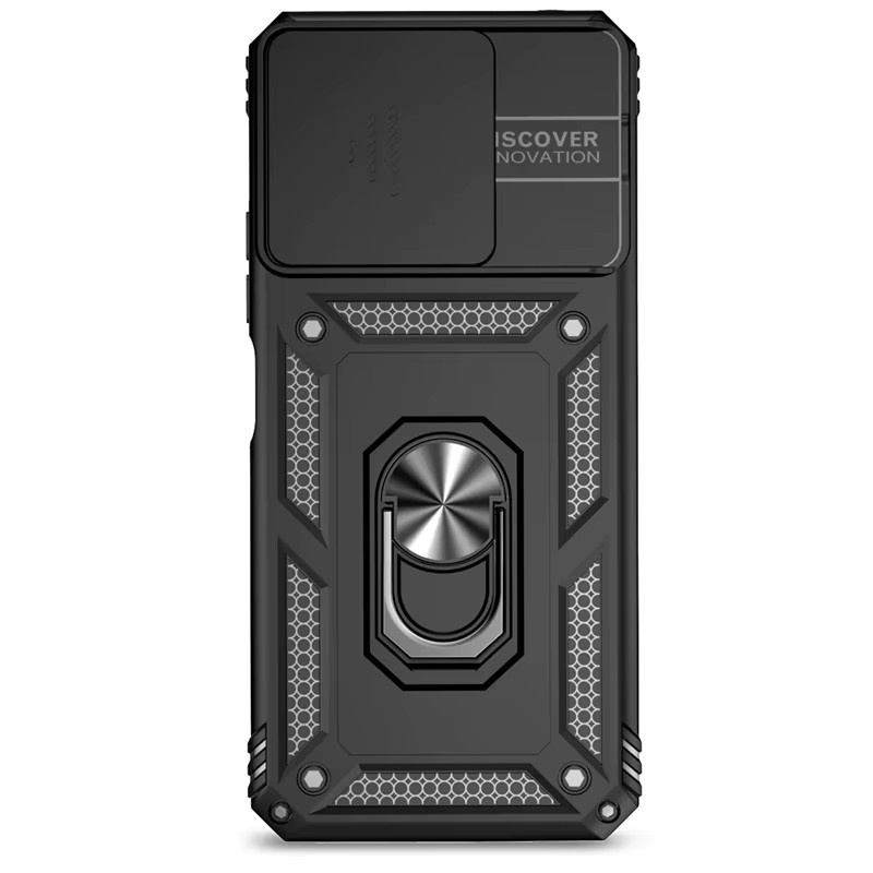 Stoßfeste Schutzhülle für Xiaomi Redmi 12 4G mit Ringhalter und Objektivschutz in Schwarz und Silber - Bild 2
