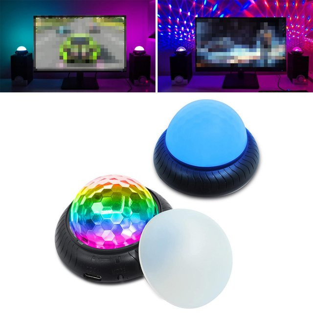 TOMTOP JMS 2-in-1 USB Ambient Night Light und Party Light mit Sound-Pickup, Blau, 2er-Set - Bild 1