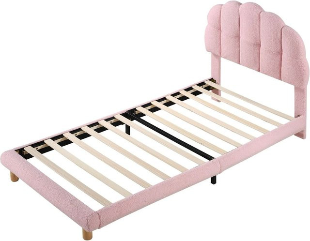 okwish Kinderbett gepolstert in Rosa, modernes Einzelbett mit Kreisvlies und MDF, B/T/H: 90 x 200 x 150 cm - Bild 1