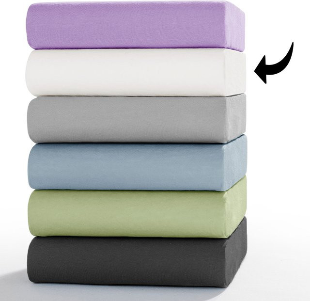 Dreamtex Mako-Feinjersey Spannbetttuch aus Baumwolle, Farbe: Weiß, B/T: 180 x 200 cm bis 200 x 200 cm - Bild 1