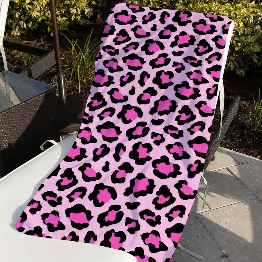 Creative Man Schnelltrocknendes Strandhandtuch mit Rosa Leopardendruck, B: 40 cm, H: 60 cm - Bild 4