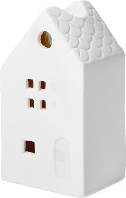 Rico Design Porzellan Kerzenhalter Haus in Weiß für Stabkerzen - Bild 1