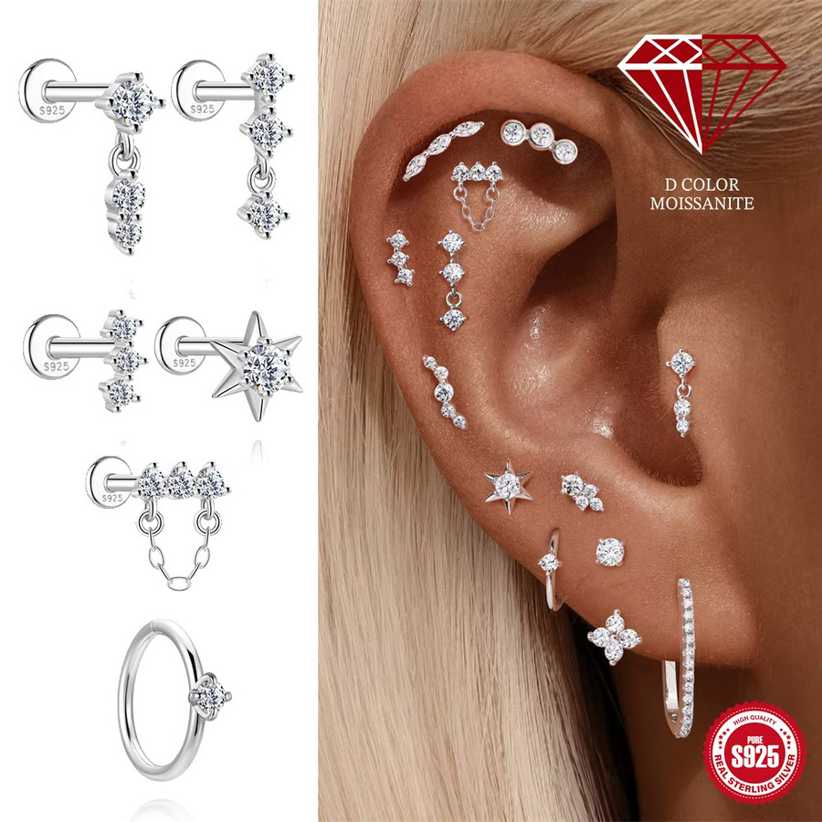 CANNER Piercing-Ohrringe, 925 Silber, Moissanit, Damen - Bild 2