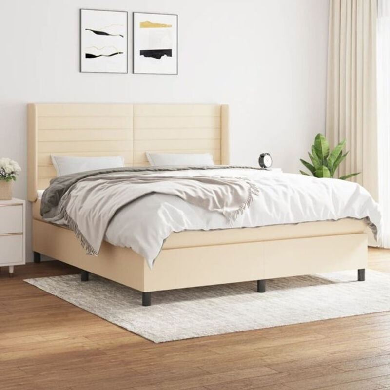 vidaxl Boxspringbett mit Matratze in Beige aus Stoff, B/T/H: 160 x 200 x 118 cm - Bild 1