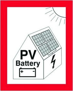 CIMCO Brandschutzzeichen Hinweis PV-Anlage und Batterie in Weiß/Rot, B/H: 10,5 x 14,8 cm - Bild 1