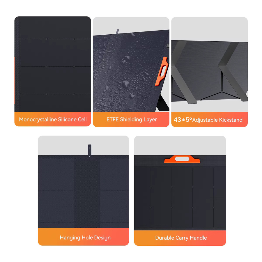 OSCAL PM400SE Tragbares Solarpanel 400W 18V Schwarz mit ETFE-Beschichtung und MC4-Anschluss für tragbare Powerstationen - Bild 6